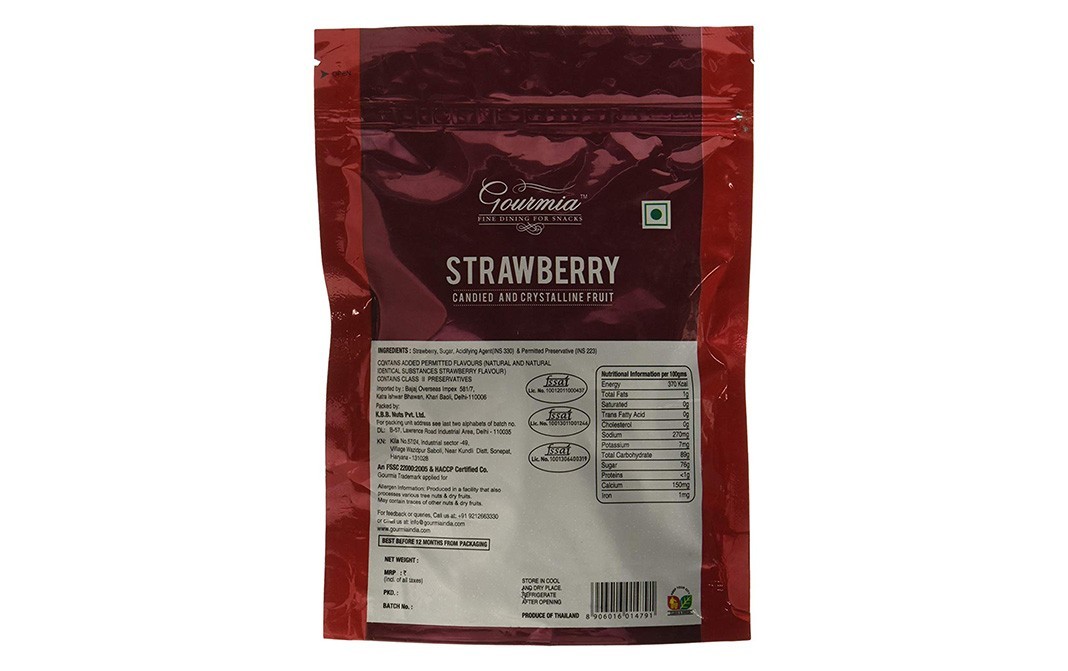 Gourmia Strawberry Dehydrated Candied and Crystalline Fruit   Pack  200 grams